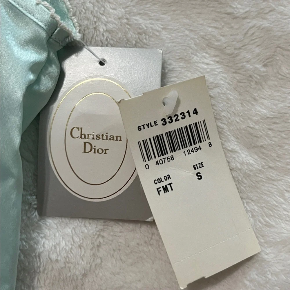 CHRISTIAN DIOR x SAKS FIFTH AVENUE x VINTAGE Satin lace night gown in aqua teal - Picture 6 of 11